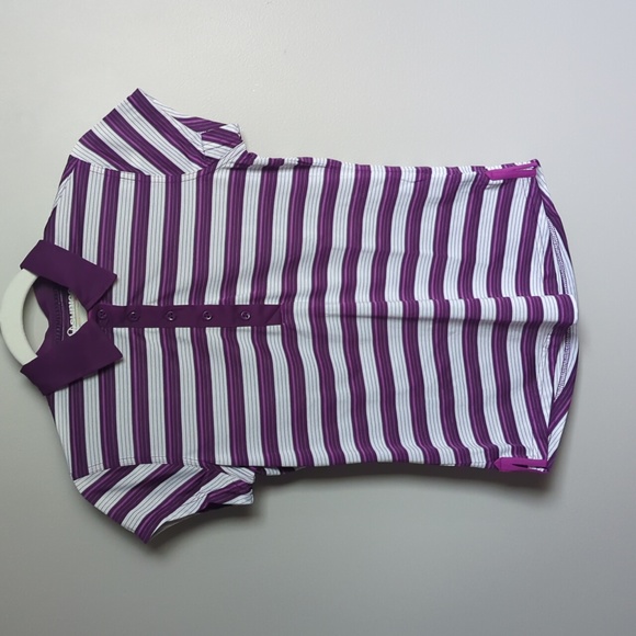 Golf style polo, purple and white stripes - Picture 1 of 9